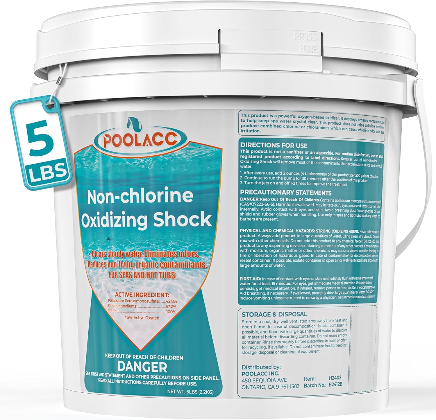 5 LB Non-Chlorine Spa Shock Oxidizer for Hot Tub