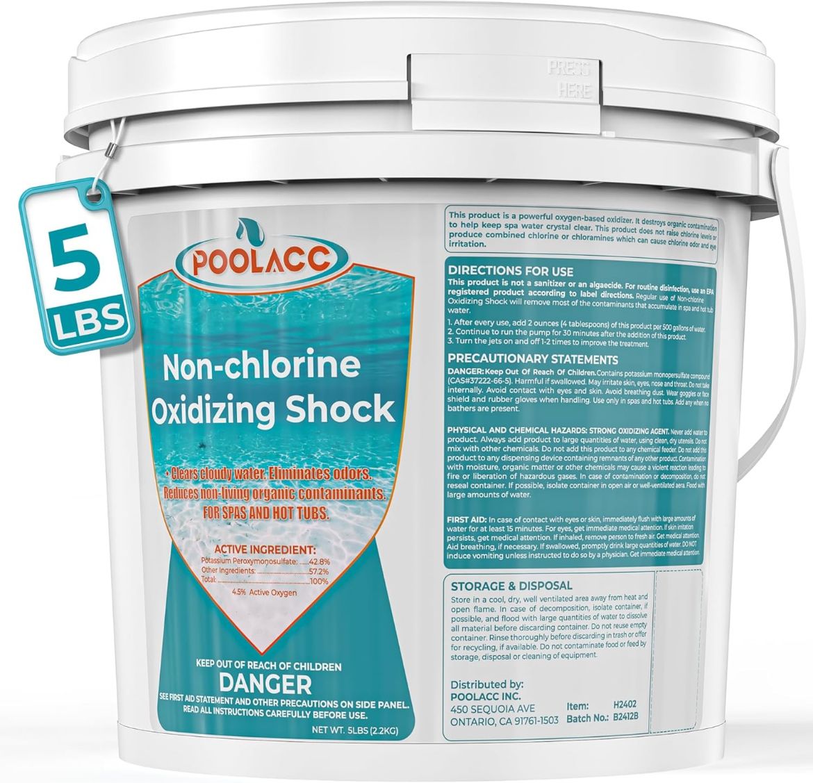 5 LB Non-Chlorine Spa Shock Oxidizer for Hot Tub