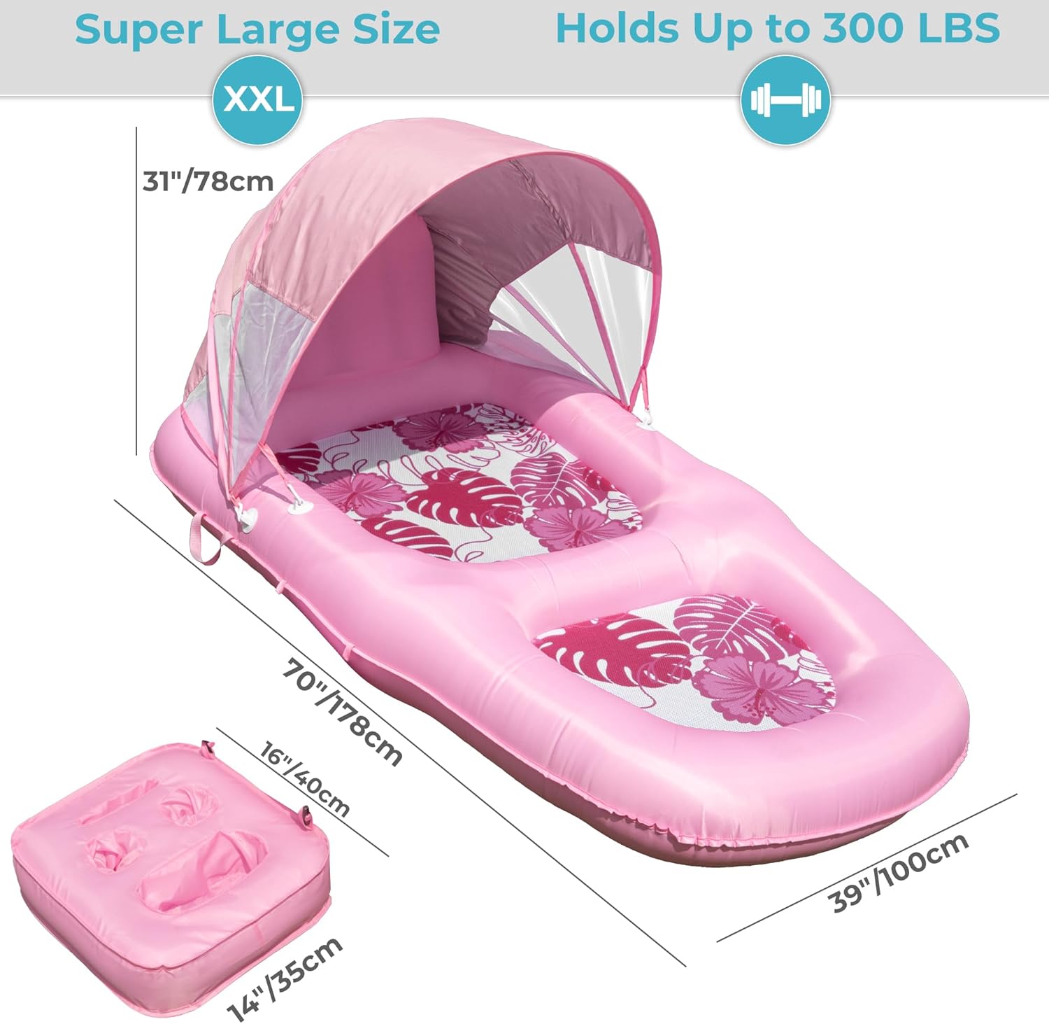 Picture of POOLACC Inflatable Fabric Covered Pool Lounger Float Adult   - One-stop shopping
