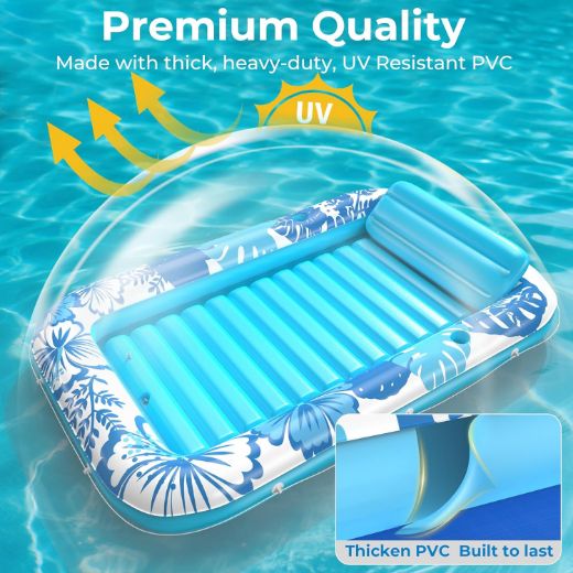 Picture of POOLACC Inflatable Tanning Pool Lounger Float with Protection Tarp - one-stop shopping