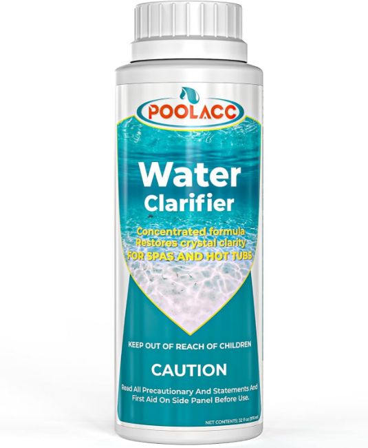 Picture of 32 oz-POOLACC Water Clarifier for Spa Hot Tub or Pool- Clears Cloudy Water, Improves Filter Efficiency, Keeps pH Balanced - Highly Concentrated Chemical Water Clarifier for All Spas, Hot Tubs & Pools