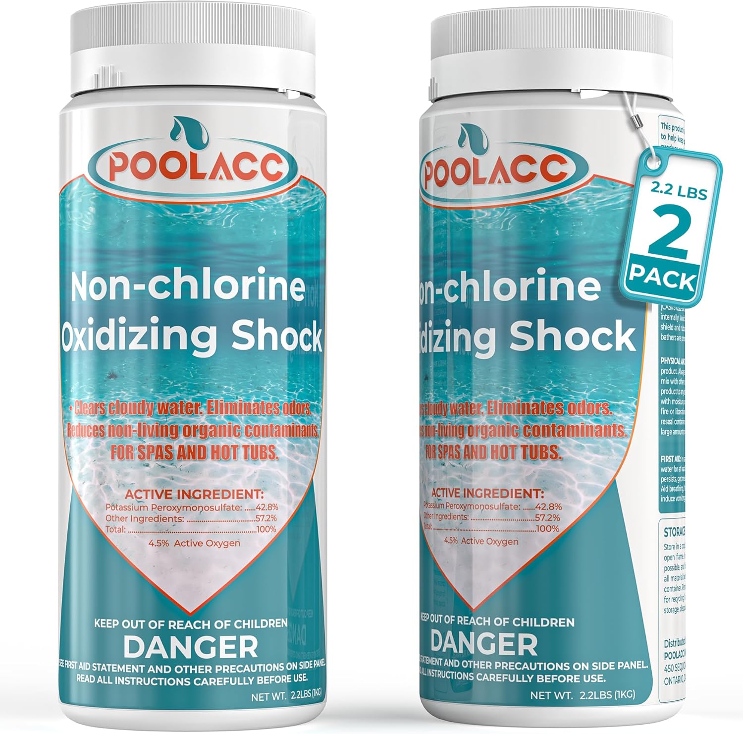 2.2 LB 2 Pack Non-Chlorine Spa Shock Oxidizer for Hot Tub
