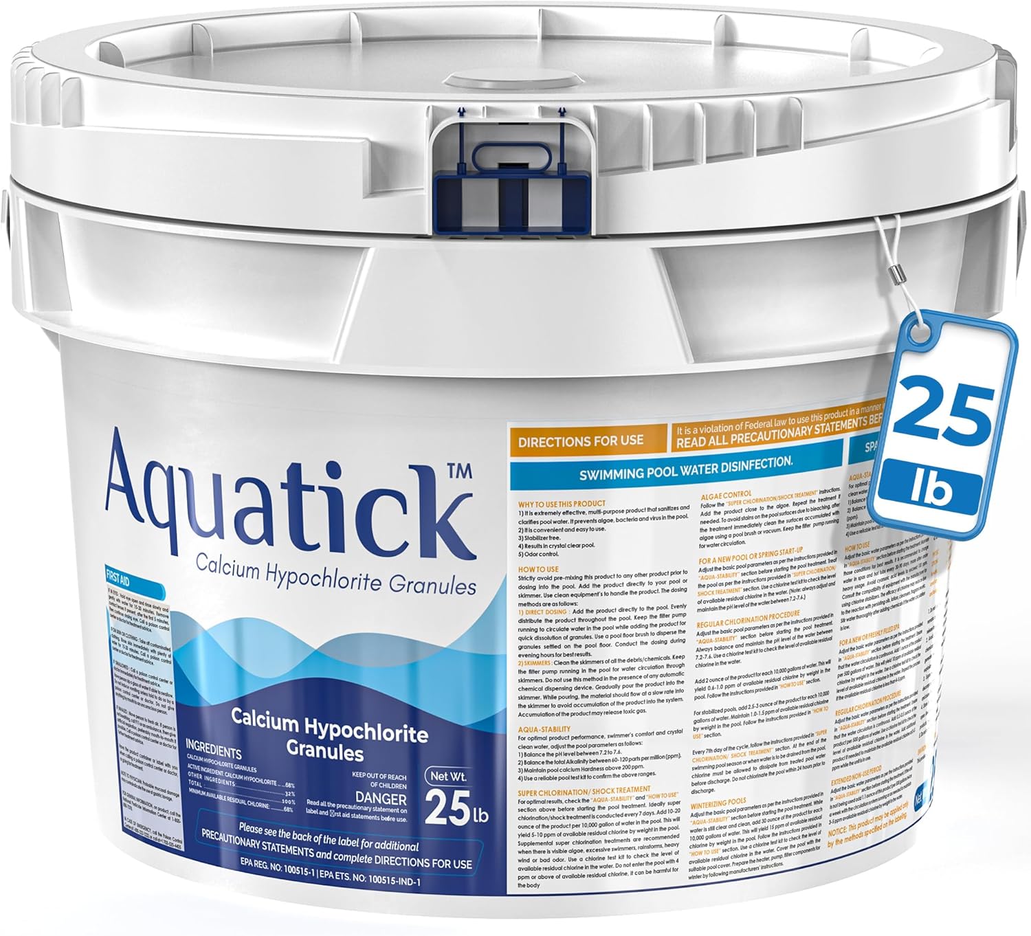 Picture of POOLACC Pro-Grade Chlorine Pool Shock, 68% Cal-Hypo Granular Sanitizer, Prevents Bacteria & Algae, Restores Crystal Clear Water - Shock Treatment, Swimming Pool Chemical - 25Lb