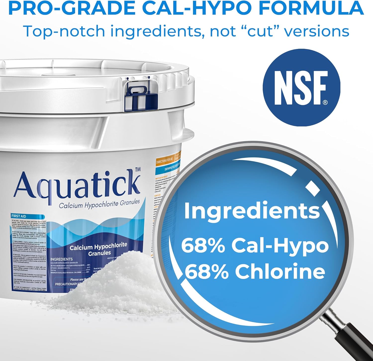 Picture of POOLACC Pro-Grade Chlorine Pool Shock, 68% Cal-Hypo Granular Sanitizer, Prevents Bacteria & Algae, Restores Crystal Clear Water - Shock Treatment, Swimming Pool Chemical - 25Lb