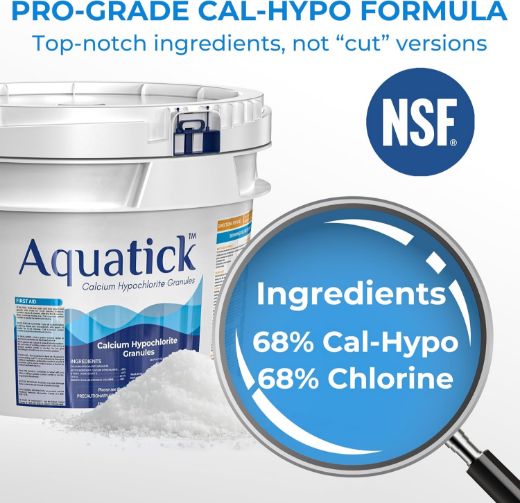 Picture of POOLACC Pro-Grade Chlorine Pool Shock, 68% Cal-Hypo Granular Sanitizer, Prevents Bacteria & Algae, Restores Crystal Clear Water - Shock Treatment, Swimming Pool Chemical - 25Lb