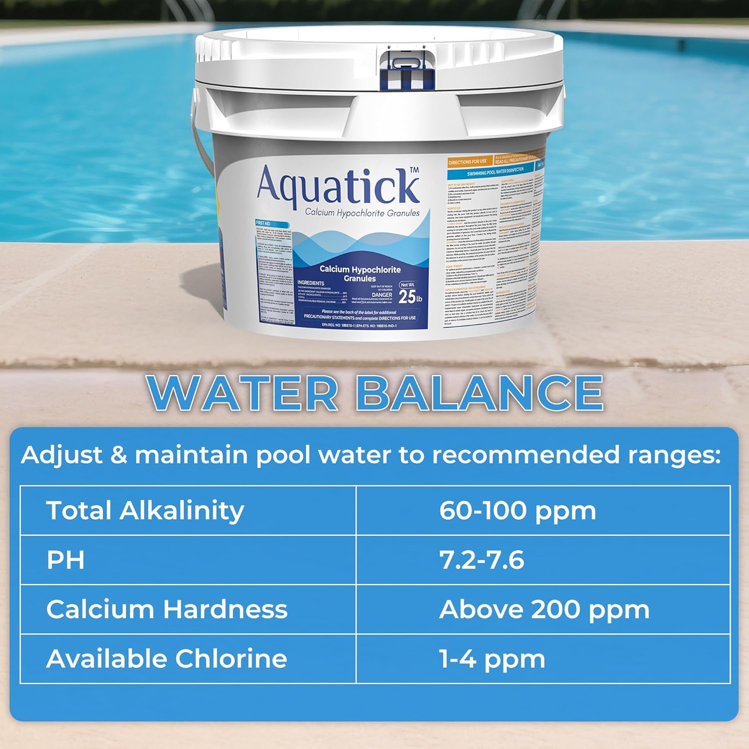Picture of POOLACC Pro-Grade Chlorine Pool Shock, 68% Cal-Hypo Granular Sanitizer, Prevents Bacteria & Algae, Restores Crystal Clear Water - Shock Treatment, Swimming Pool Chemical - 25Lb