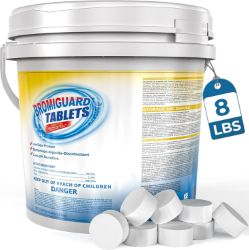 Picture of 1 Inch Bromine Tablets | Brominating Chemical Sanitizer for Spas, Hot Tubs or Indoor Pools - Low Odor, Less Irritation, Pre-Stabilized, Long-Lasting, Chlorine Alternative - 8 lbs