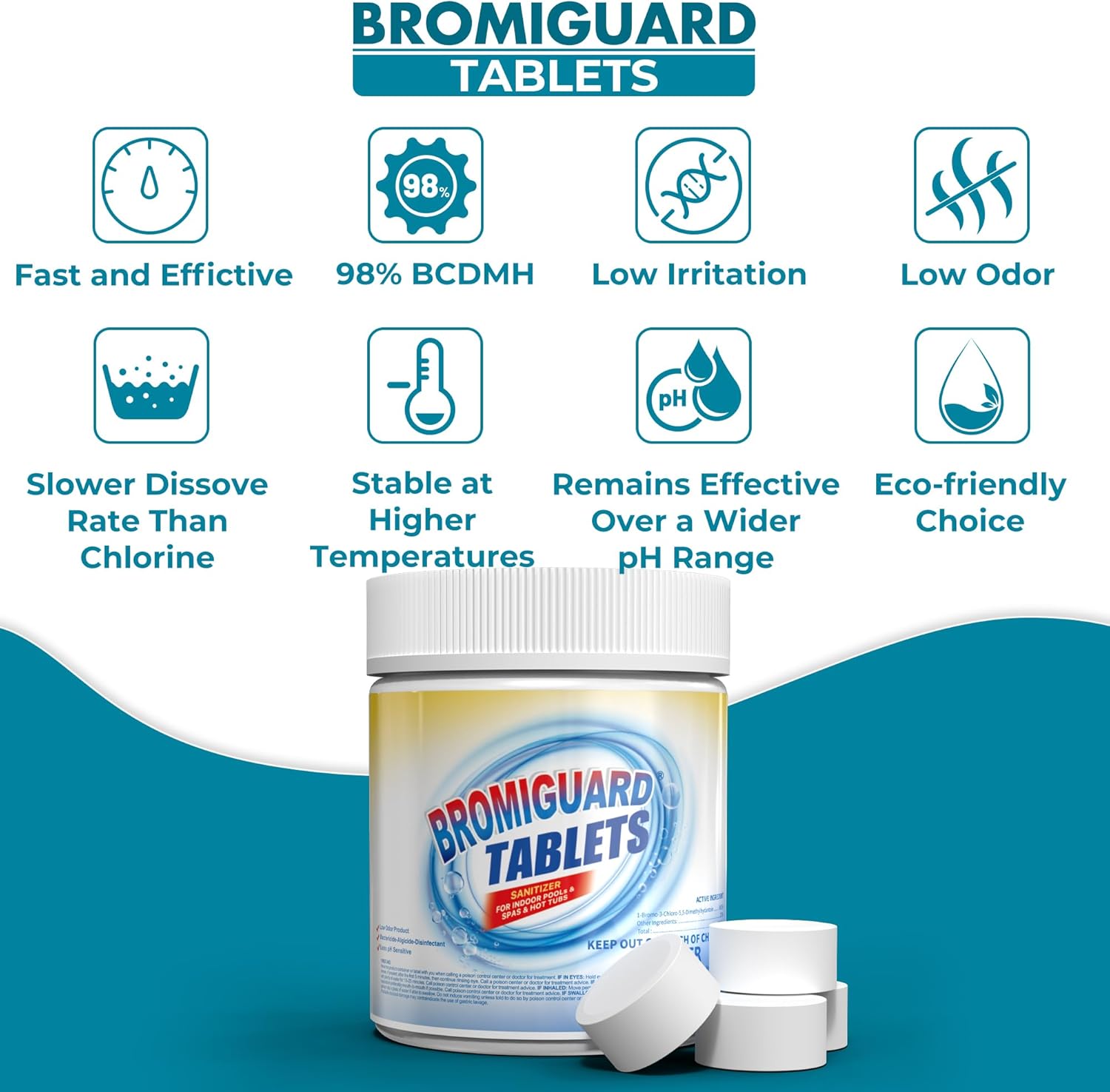 Picture of POOLACC 1 Inch Bromine Tablets 1.2LB/3.5LB/8LB/25.5LB - Brominating Chemical Sanitizer for Spas, Hot Tubs or Indoor Pools - Low Odor, Less Irritation, Pre-Stabilized, Long-Lasting, Chlorine Alternative 