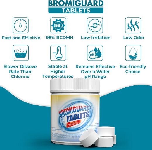 Picture of POOLACC 1 Inch Bromine Tablets 1.2LB/3.5LB/8LB/25.5LB - Brominating Chemical Sanitizer for Spas, Hot Tubs or Indoor Pools - Low Odor, Less Irritation, Pre-Stabilized, Long-Lasting, Chlorine Alternative 