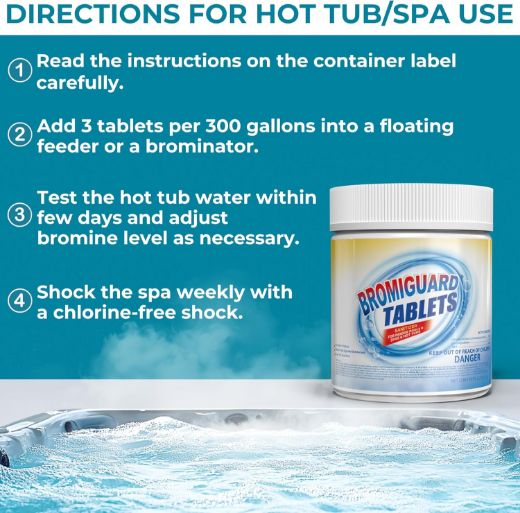 Picture of POOLACC 1 Inch Bromine Tablets 1.2LB/3.5LB/8LB/25.5LB - Brominating Chemical Sanitizer for Spas, Hot Tubs or Indoor Pools - Low Odor, Less Irritation, Pre-Stabilized, Long-Lasting, Chlorine Alternative 