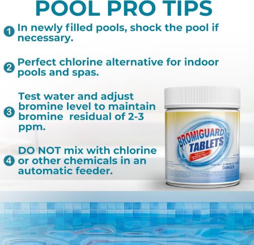 Picture of POOLACC 1 Inch Bromine Tablets 1.2LB/3.5LB/8LB/25.5LB - Brominating Chemical Sanitizer for Spas, Hot Tubs or Indoor Pools - Low Odor, Less Irritation, Pre-Stabilized, Long-Lasting, Chlorine Alternative 