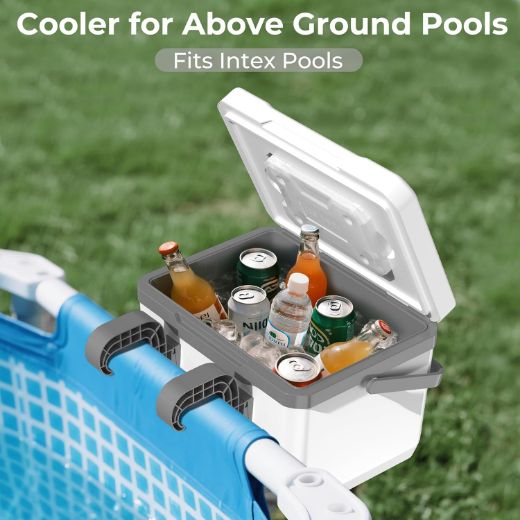 Picture of POOLACC Portable Personal Cooler, Poolside Ice Chest for Above Ground Pool or Spa - Fits Intex Pools, Hard-Sided Cooler with Bonus Ice Pack for Lunch, Drink, Camping, Picnic, Beach, Fishing