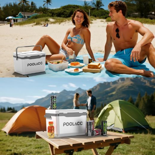 Picture of POOLACC Portable Personal Cooler, Poolside Ice Chest for Above Ground Pool or Spa - Fits Intex Pools, Hard-Sided Cooler with Bonus Ice Pack for Lunch, Drink, Camping, Picnic, Beach, Fishing