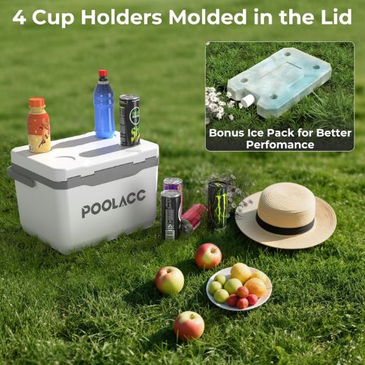 Picture of POOLACC Portable Personal Cooler, Poolside Ice Chest for Above Ground Pool or Spa - Fits Intex Pools, Hard-Sided Cooler with Bonus Ice Pack for Lunch, Drink, Camping, Picnic, Beach, Fishing